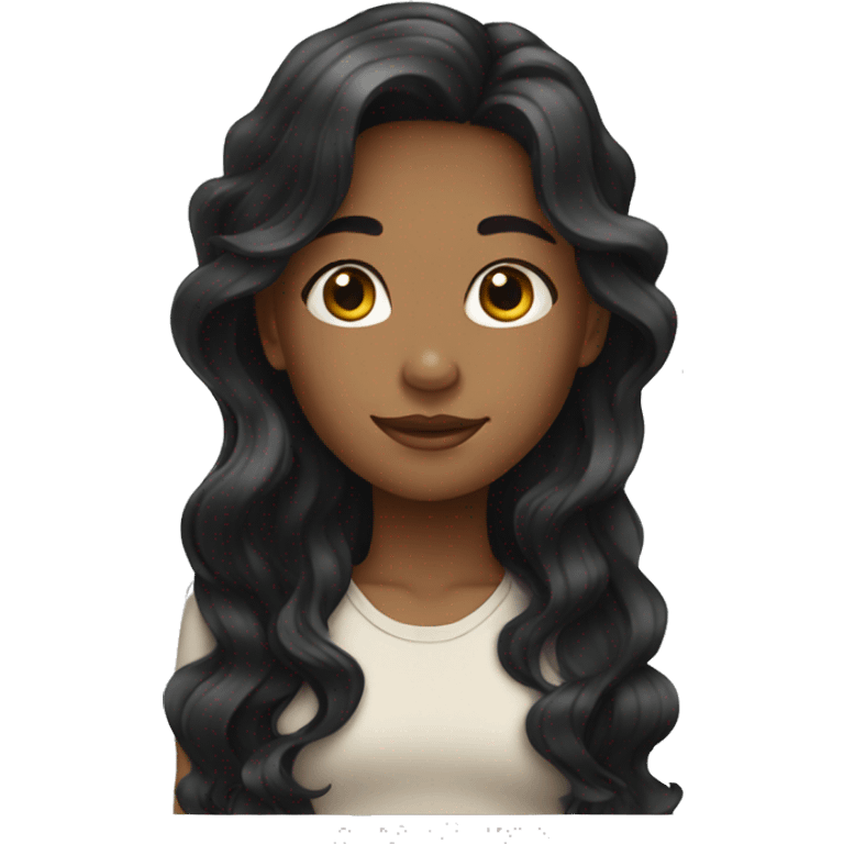 girl with wavy black long hair emoji