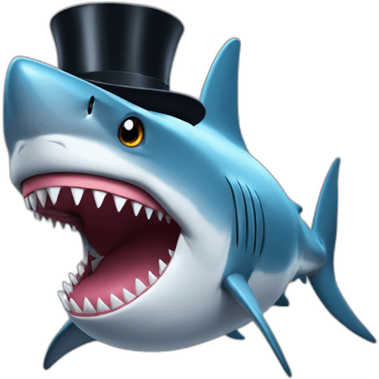 Shark with a top hat emoji