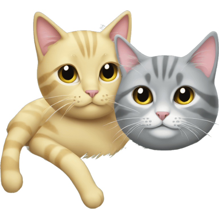 Grey cat and blonde cat in a christmas tree emoji