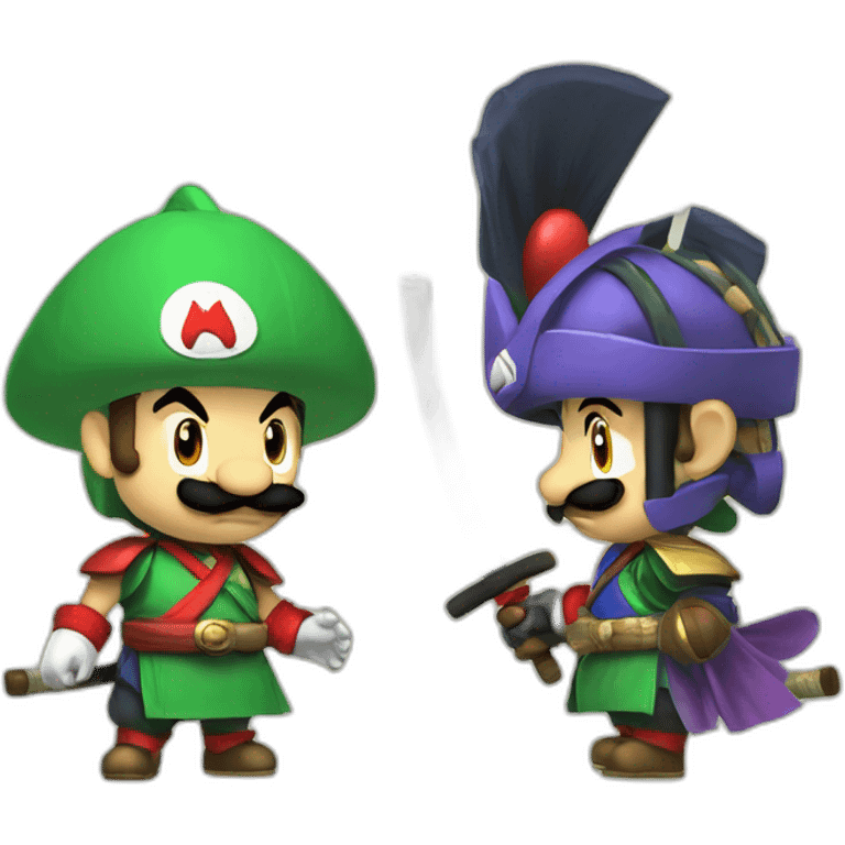 Mario and Luigi in samurai outfit emoji