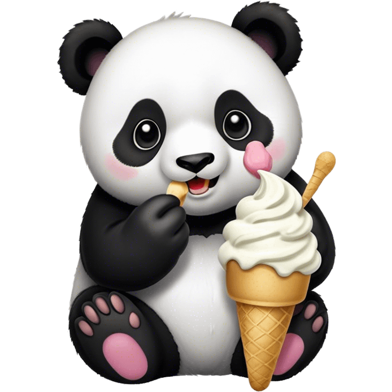 Panda eating ice cream emoji