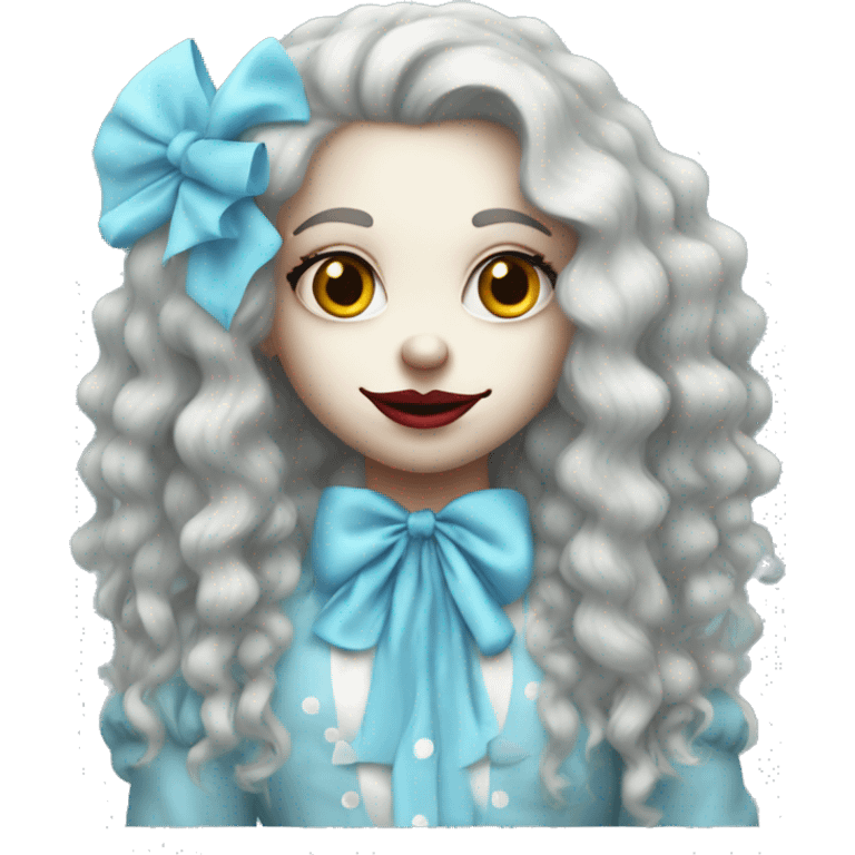 Pretty sky blue clown girl long hair  emoji