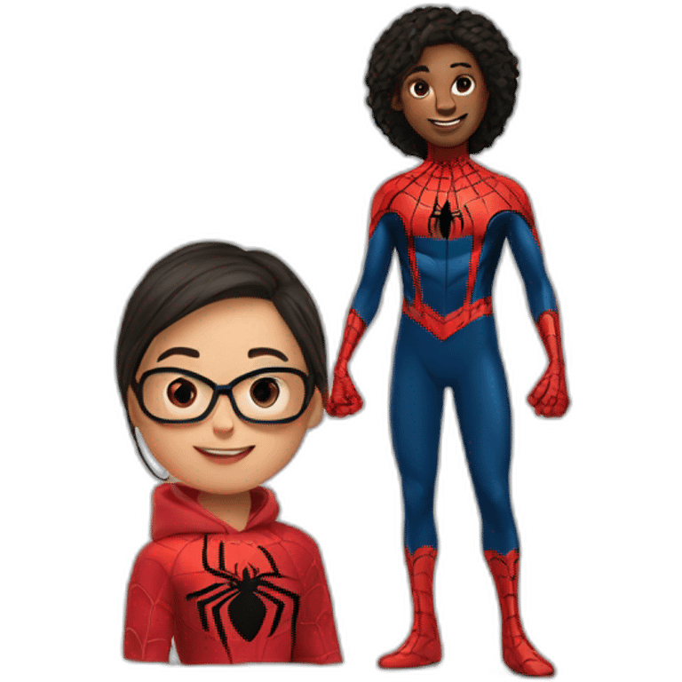 Spider man avec sa copine emoji