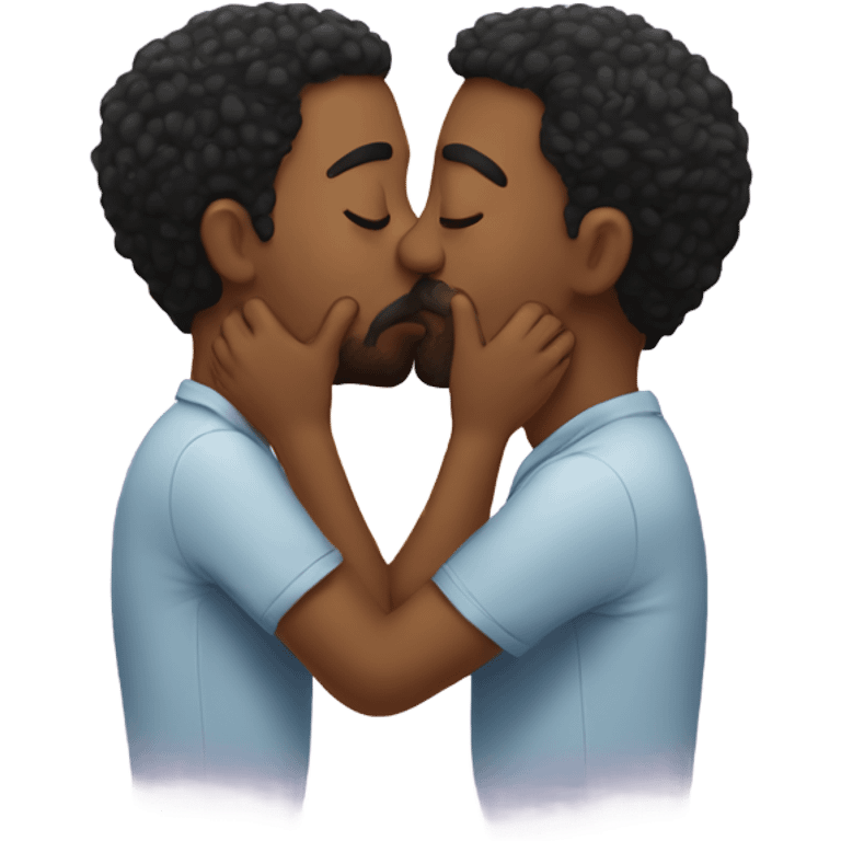 Two men kissing each other emoji