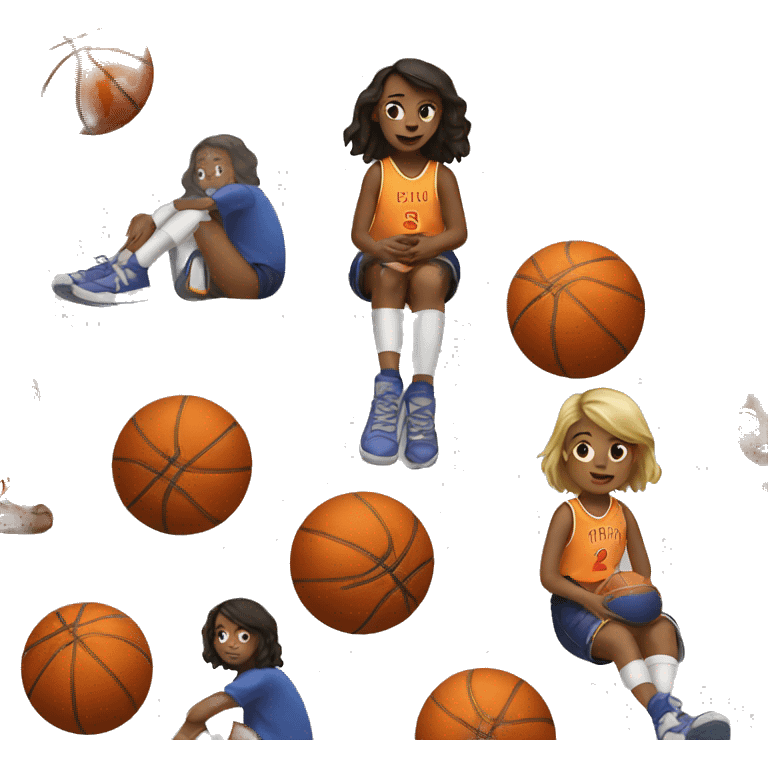 Girl sitting on a basketball  emoji