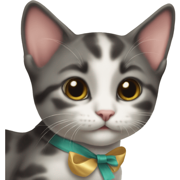 kitten with a small bow on its neck emoji