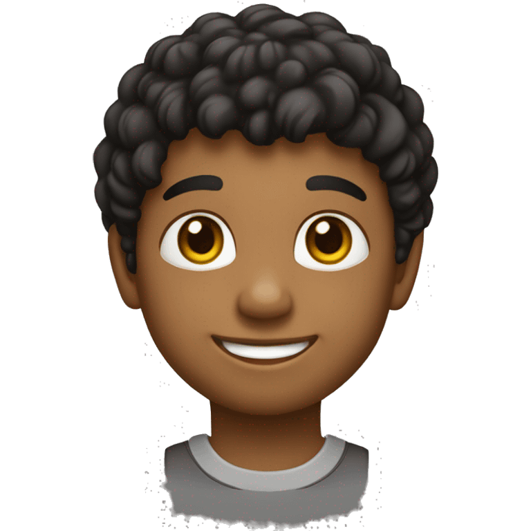 niño pequeño de piel negra, pelo corto y sonrisa  emoji