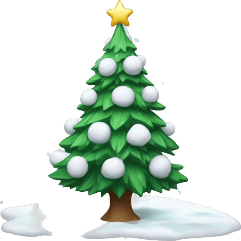 a decorated and snow-covered Christmas tree emoji