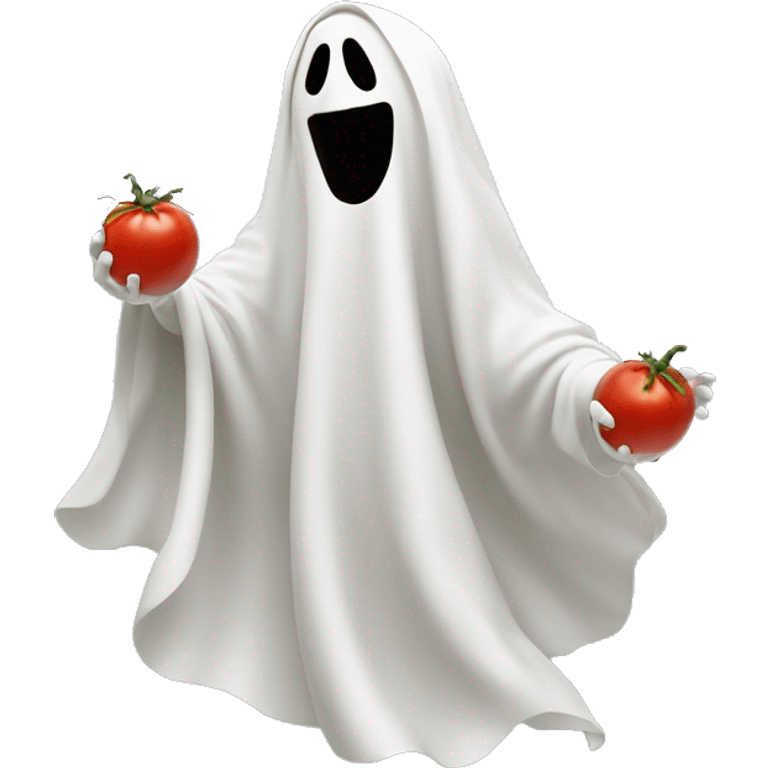 Ghost throwing tomatoes  emoji