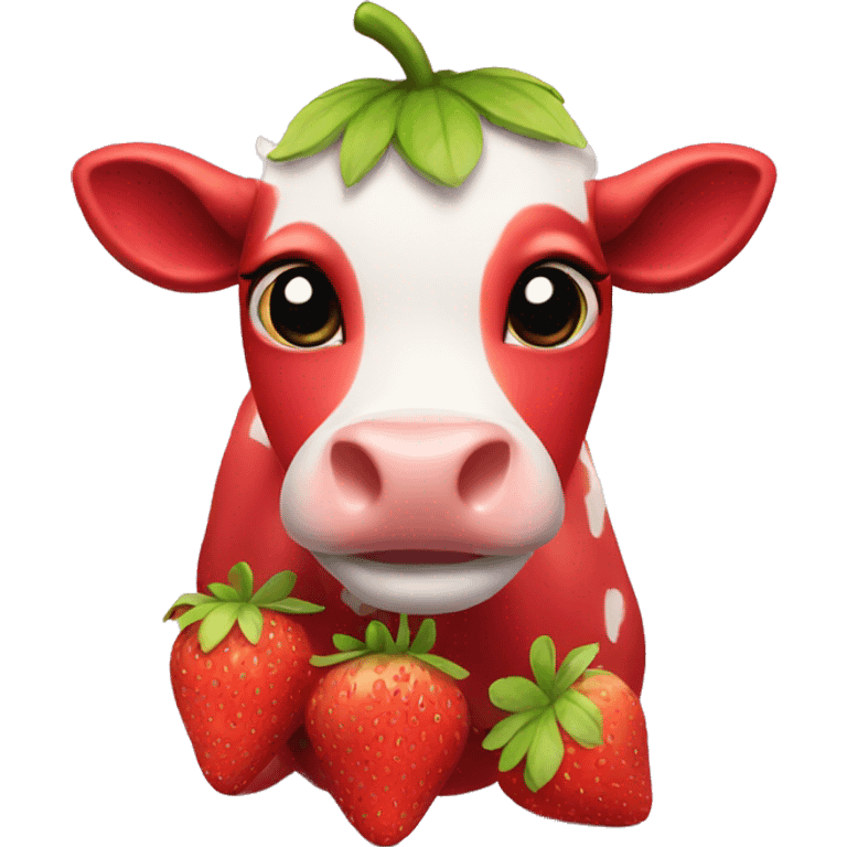 Cute strawberry cow emoji