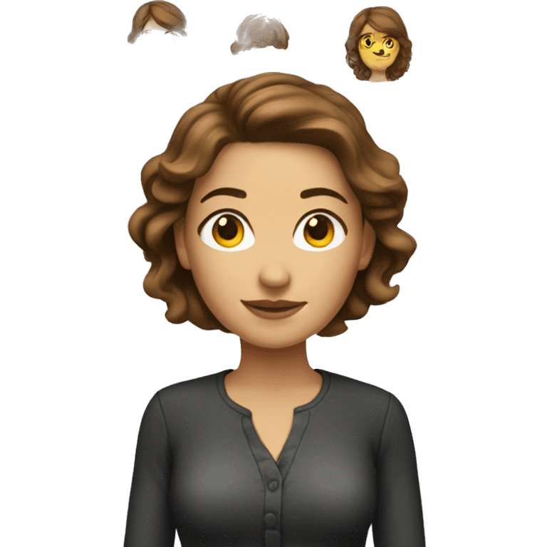 woman age 38 with medium brown hair, light skin,  emoji