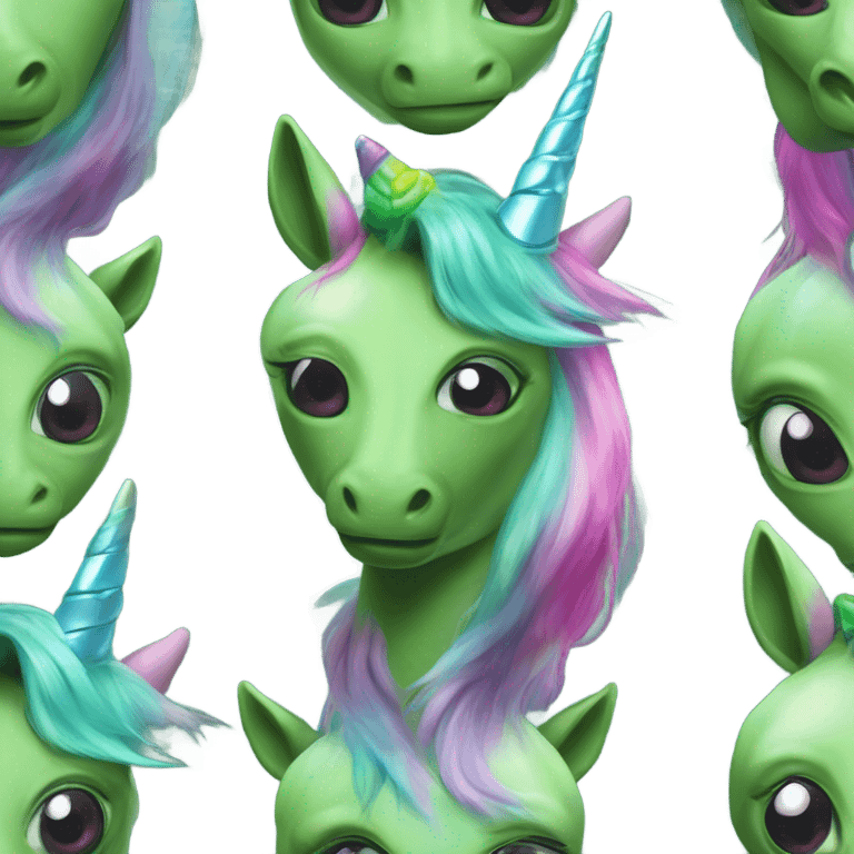 alien unicorn, green amazon alien woman emoji