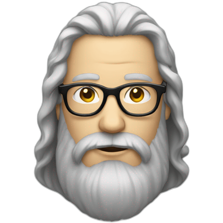 white Man with very long and thick beard and long hairs and glasses on emoji