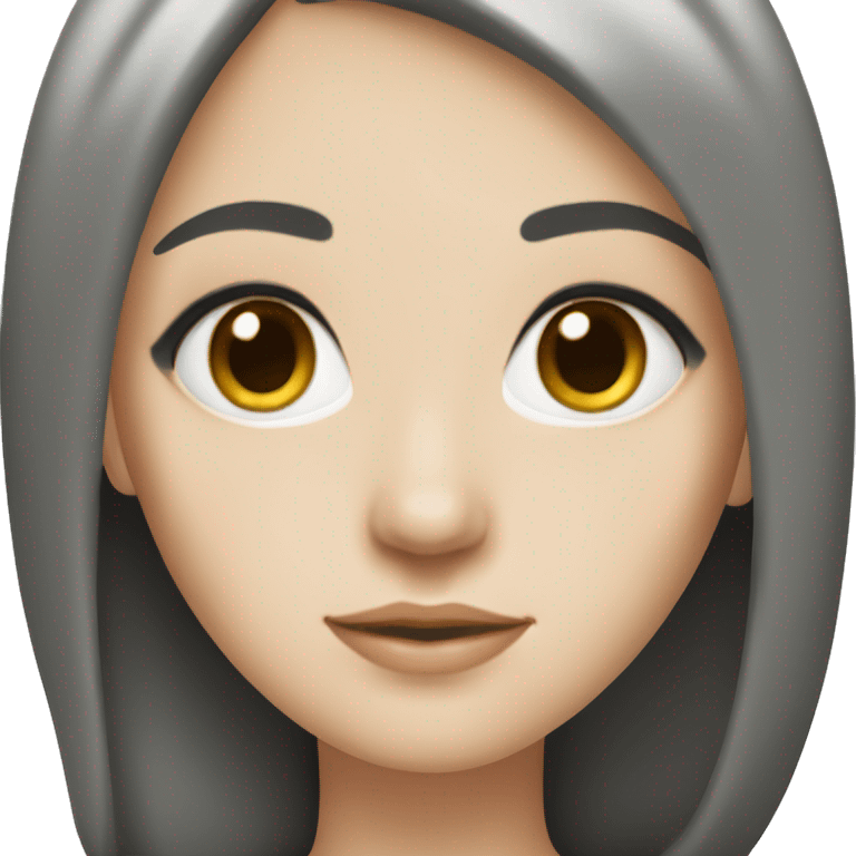 girl with black hair, pale skin, oval face, straight nose, almond eyes  emoji