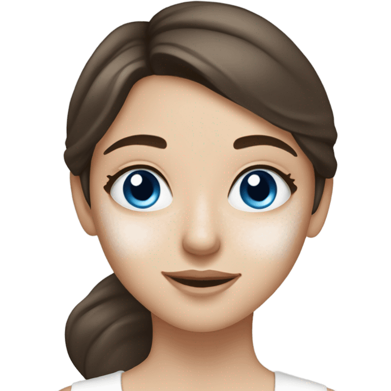 White Skin care on white freackles skin of a brunett blue eyed girl using skin care emoji