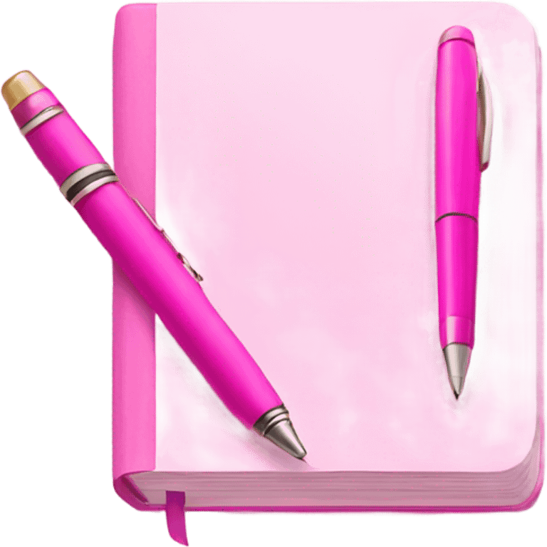 Pink journal and a pink pen emoji