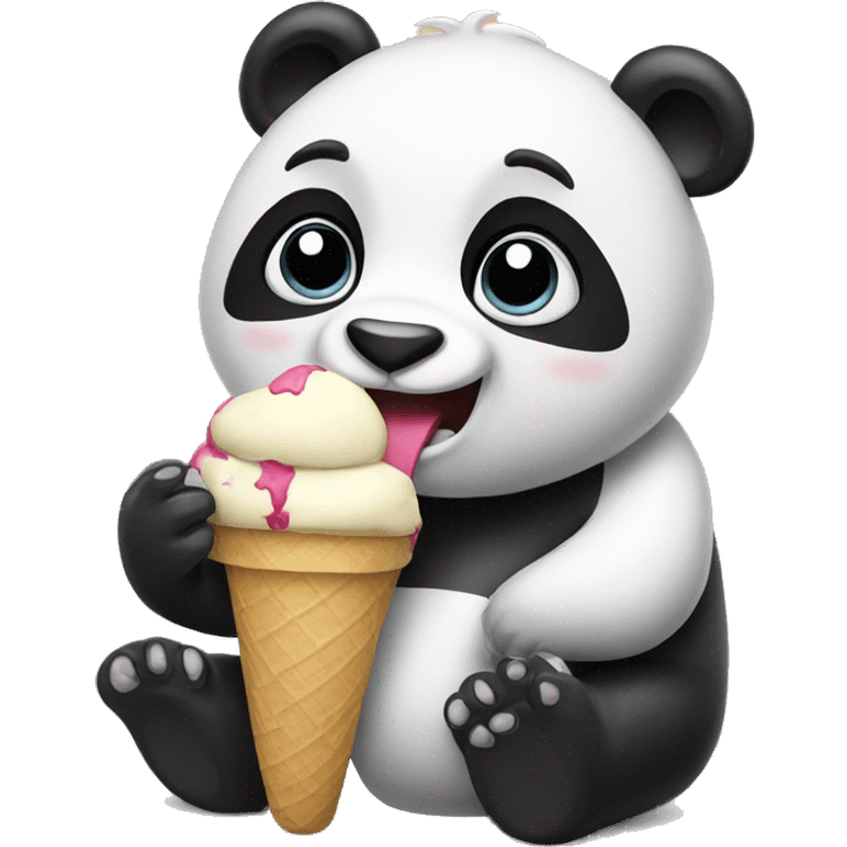 Panda eating ice cream emoji