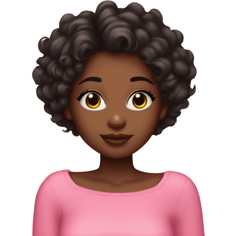 black girl with short curly hair wearing a pink victorias secret off shoulder top  emoji