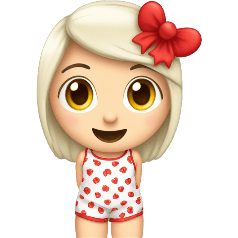 Pijama de short e blusa vermelho feminino com corações  emoji