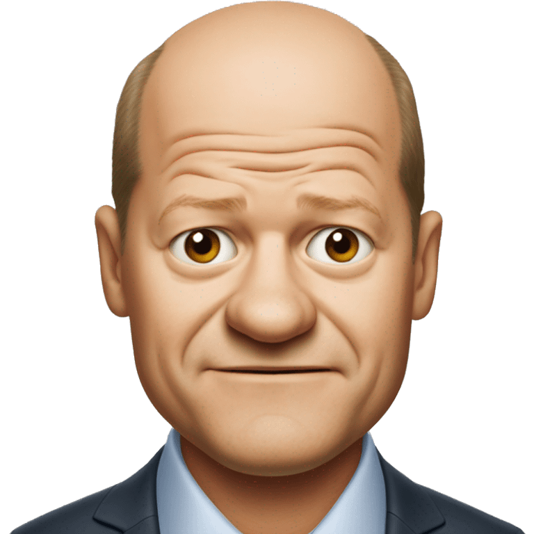 photorealistic Olaf Scholz embarrassed, guiltily shrugs emoji