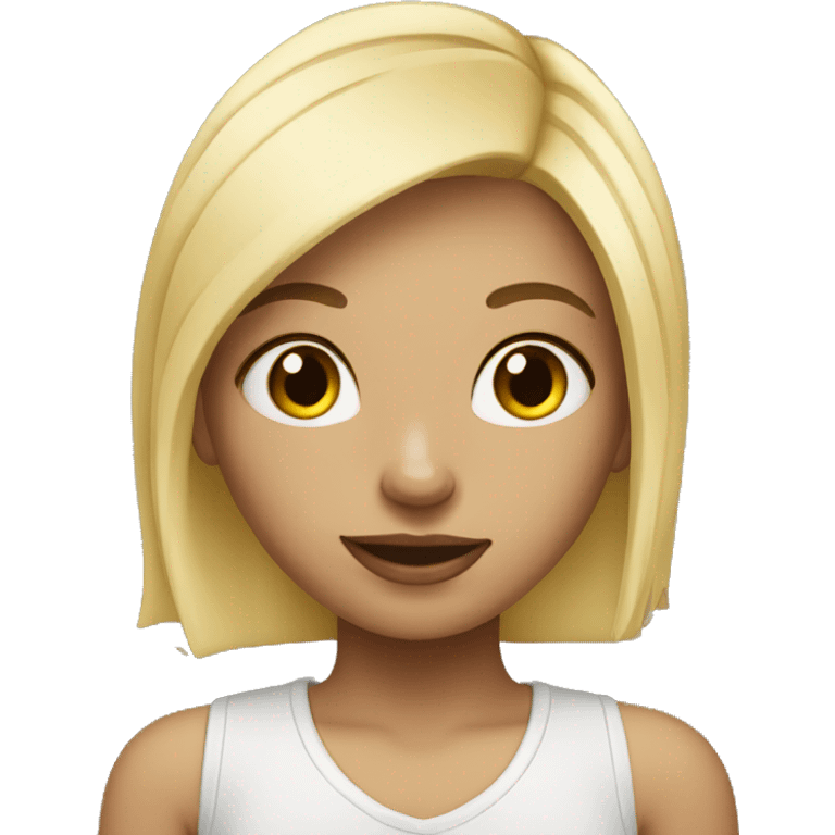 Blond Girl with tattoo emoji