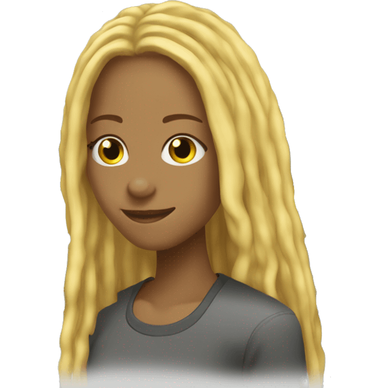 chevy camaro yellow girl with long blonde locs hair and a  smilel emoji