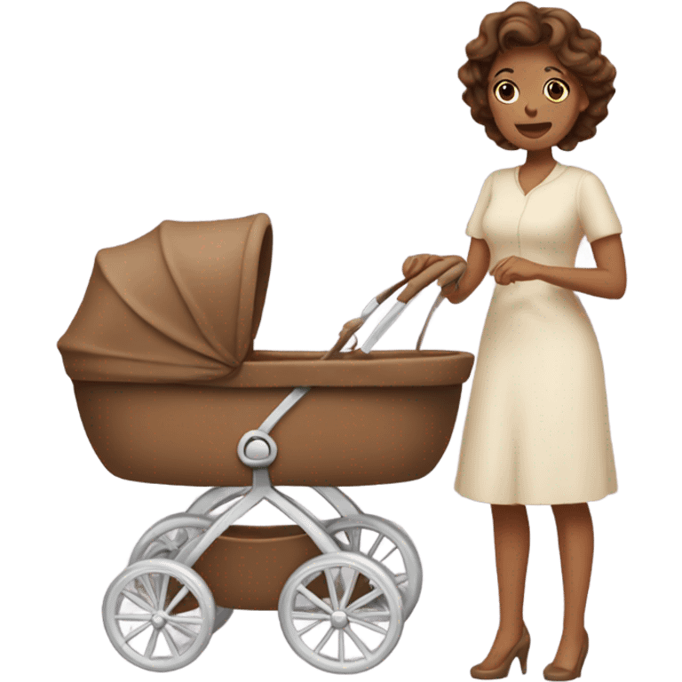 beautiful mother with brown hair. next to caramel baby carriage emoji