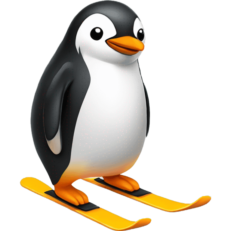 Cute simple penguin skiing  emoji