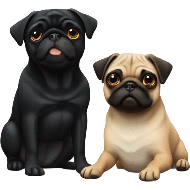 Black pug and fawn pug emoji