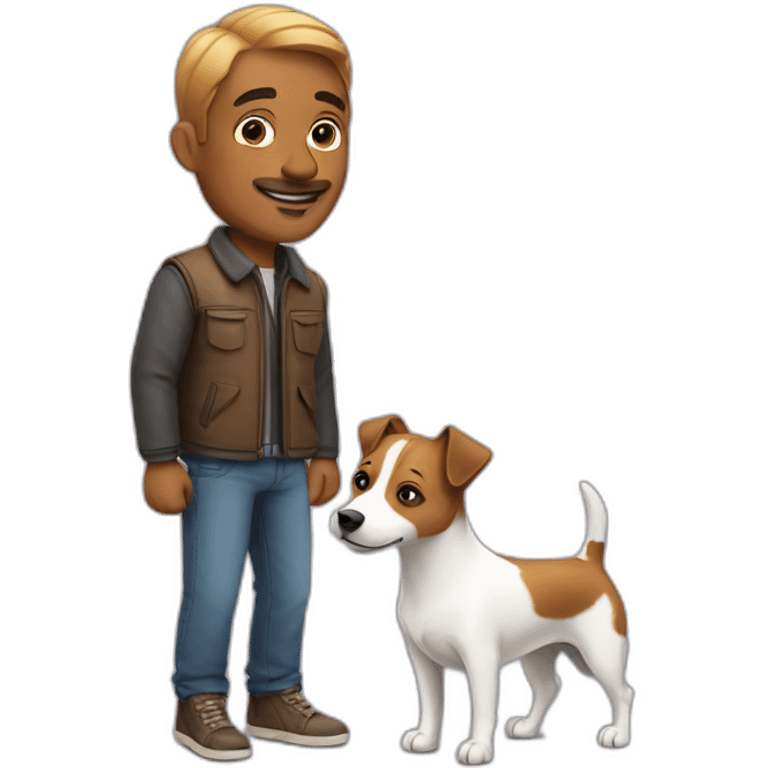 Man with jack russell terrier dog emoji