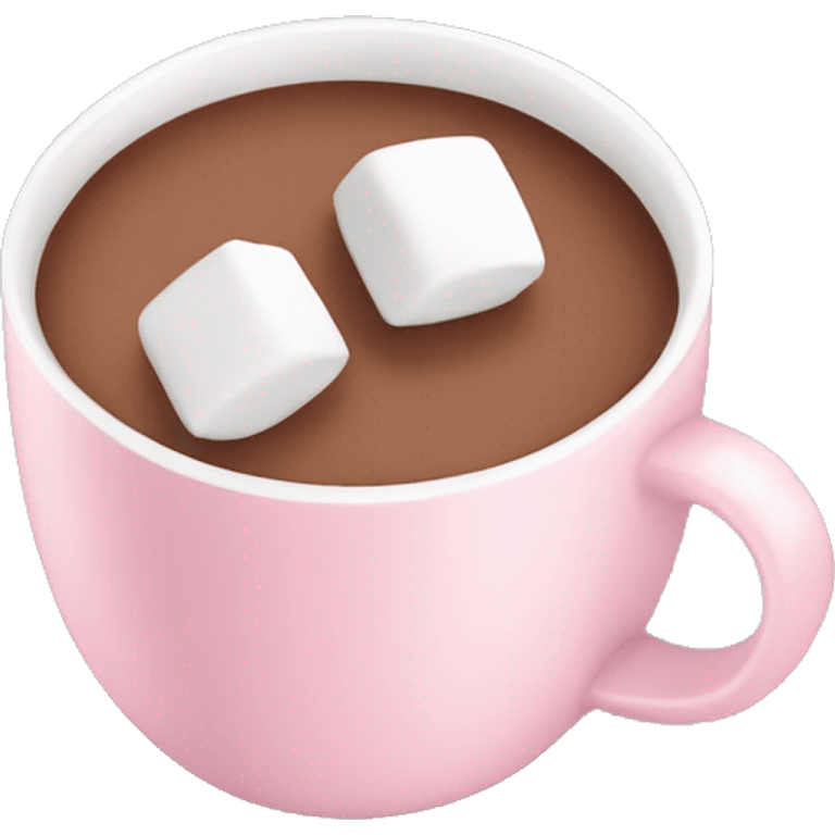 Light Pink mug of hot chocolate with marshmallows  emoji