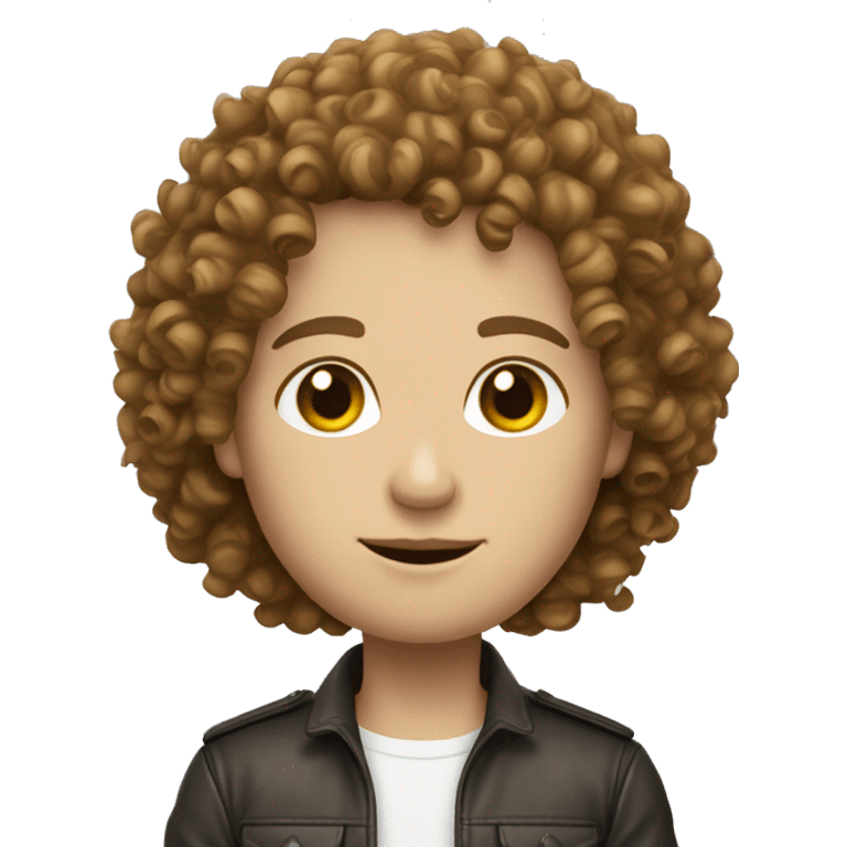 Curly hair white skin leather jacktet emoji