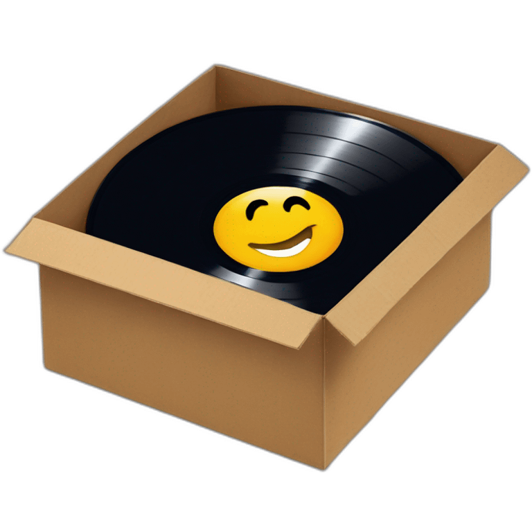 vinyl record in a cardboard box emoji