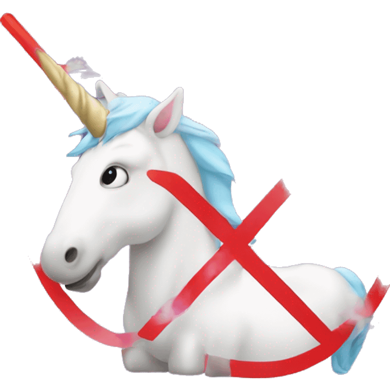 Unicorn with prohibited sign over it  emoji