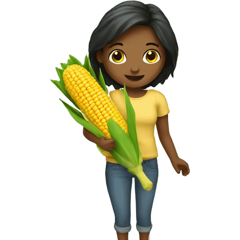 Girl holding corn on the cob  emoji