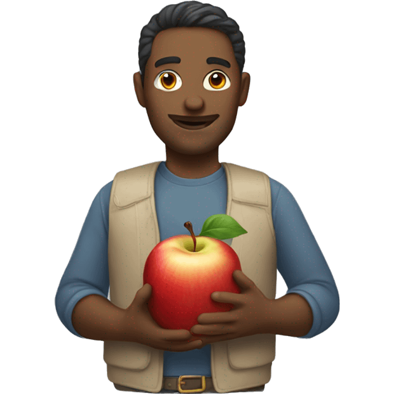 Man holding a apple emoji