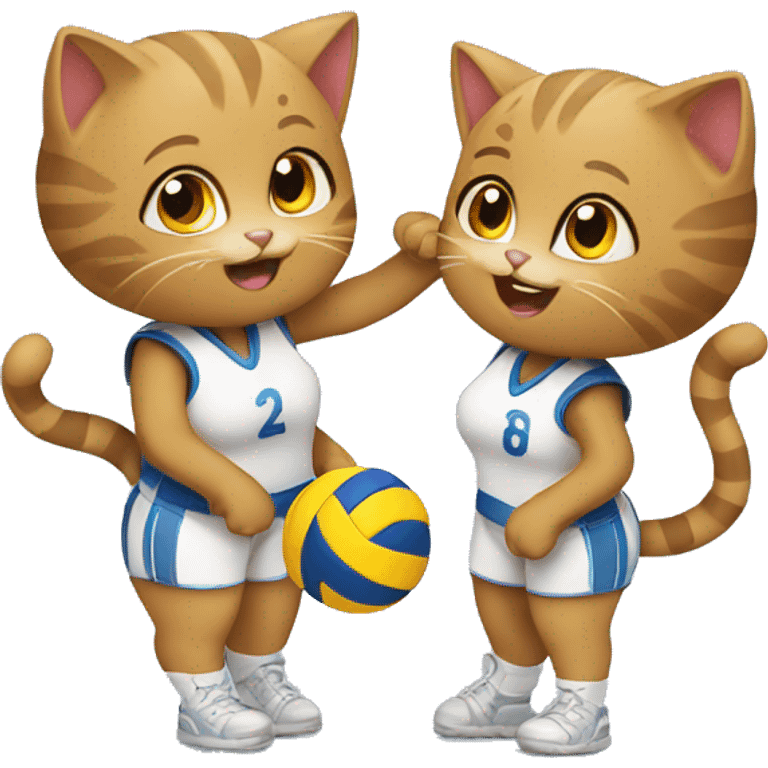 two girl cats playing volleyball emoji