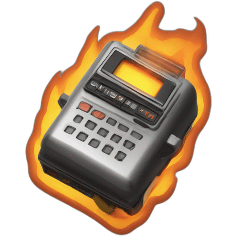 retro beeper on fire emoji