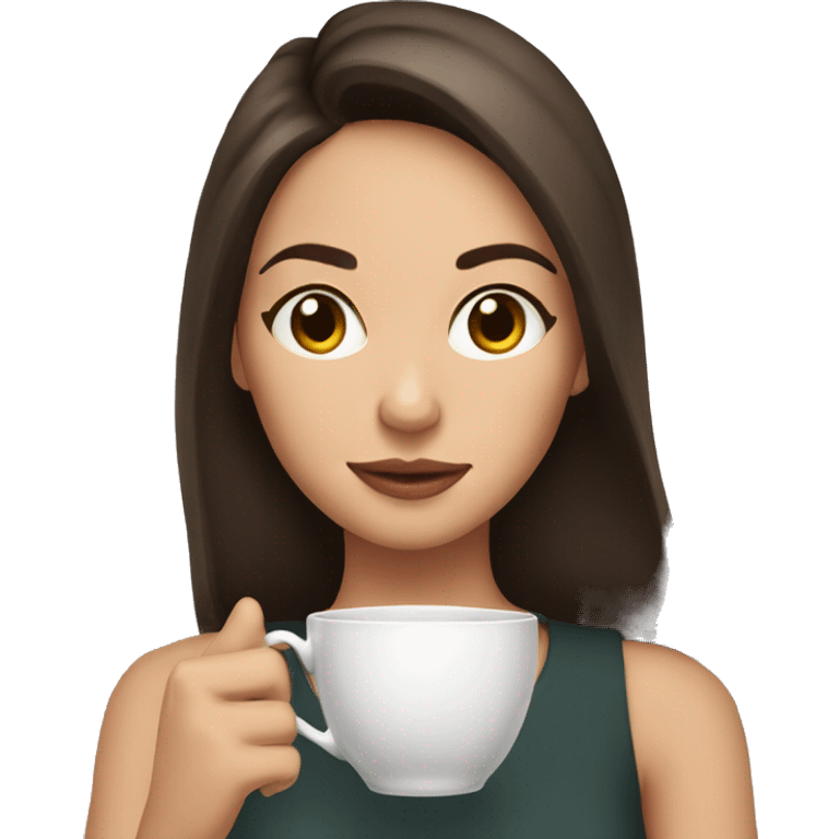 Girl brunette sipping tea emoji