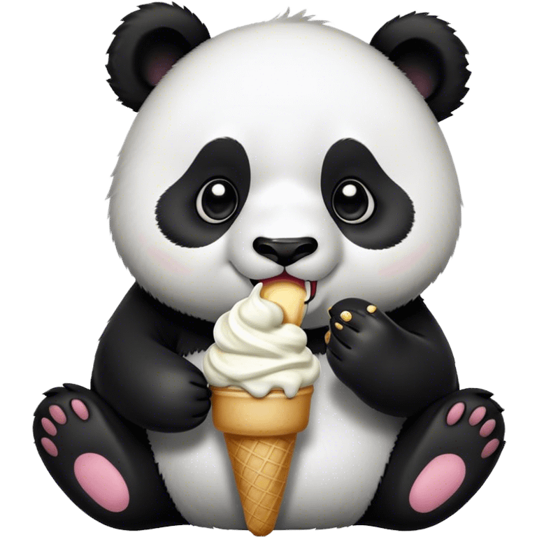 Panda eating ice cream emoji