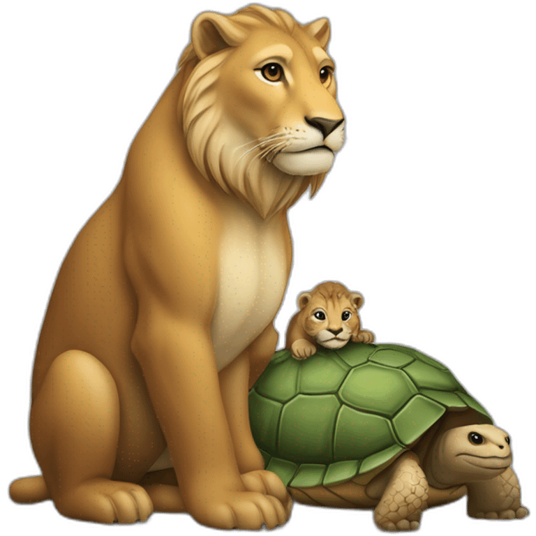 caneton sur le dos d’une loutre sur le dos d’une tortue sur le dos d’un lion emoji