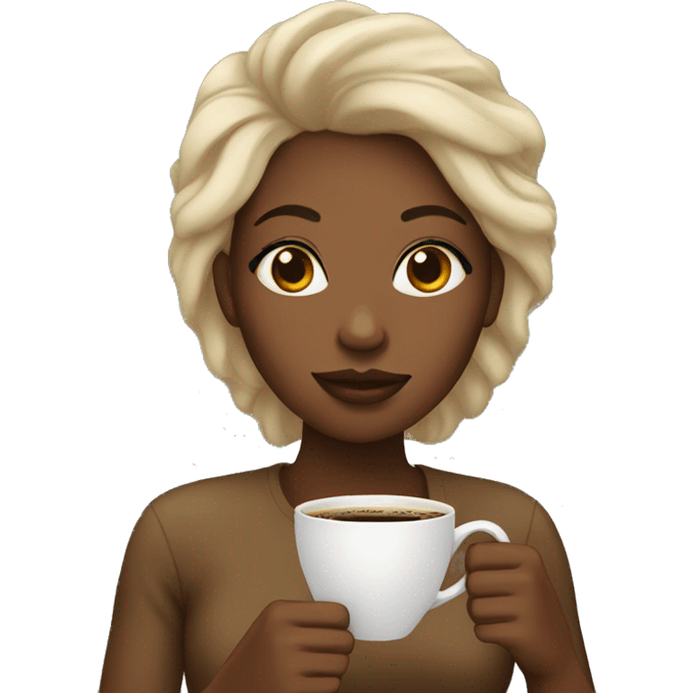 Black woman Drinking coffee  emoji