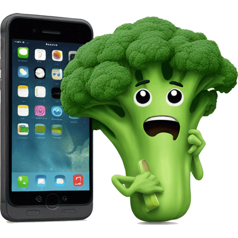 Broccoli holding a phone emoji