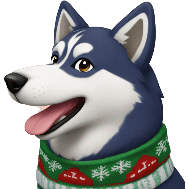 Husky wearing a Christmas sweater  emoji