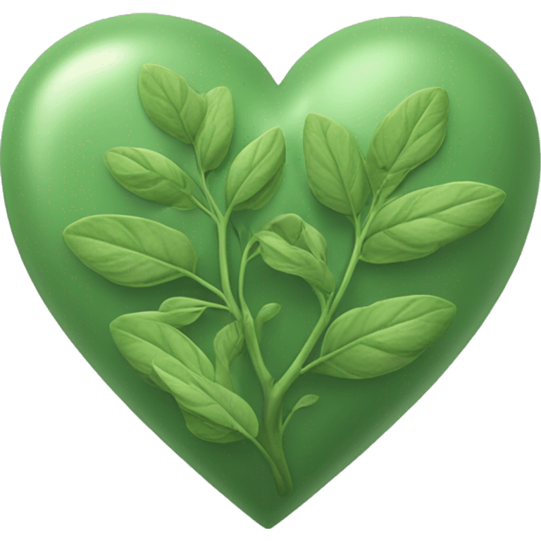 Sage green heart with leaves sprouting from it emoji