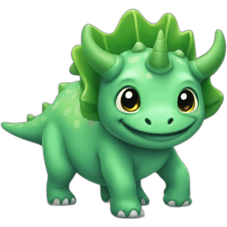 cute green triceratop emoji