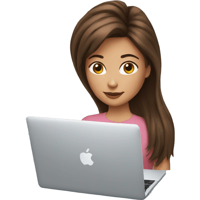 brown hair-girls-with-MacBook emoji