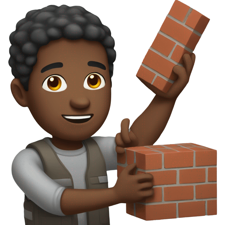 Black man holding a brick emoji