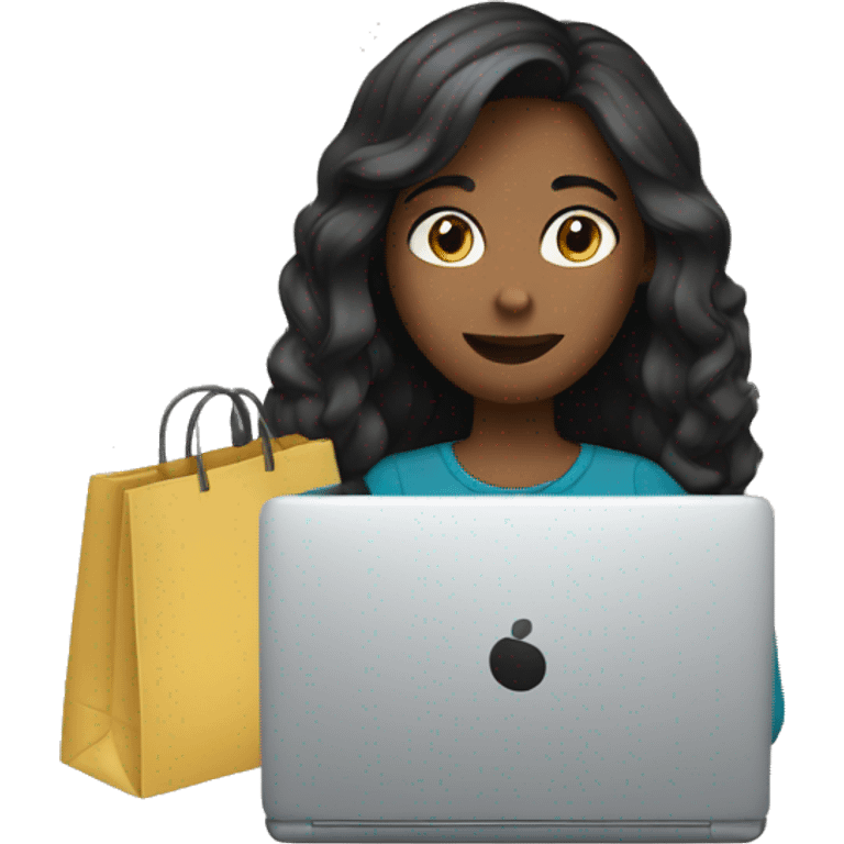 a girl doing shopping online on pc emoji