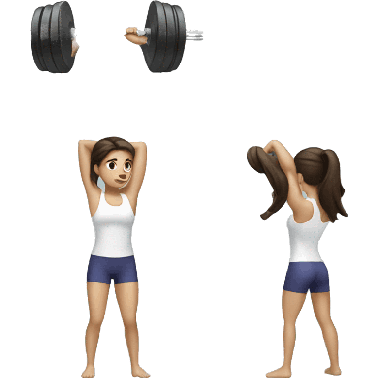 brunette girl lifting weights emoji